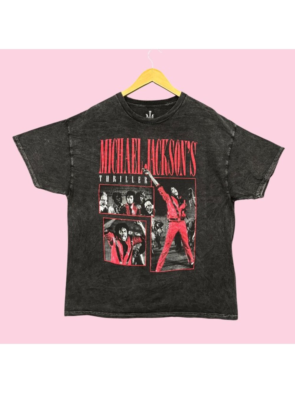 Michael Jackson's Thriller Album Zombie Poster Mineral Wash Tee L